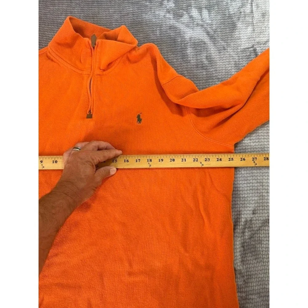 Polo Ralph Lauren Mens XXL Orange Quarter‎ Zip Pullover Cotton Sweater Pony Logo